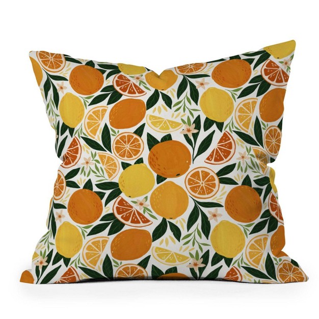 Avenie Citrus Fruits Square Throw Pillow Yellow orange Deny Designs