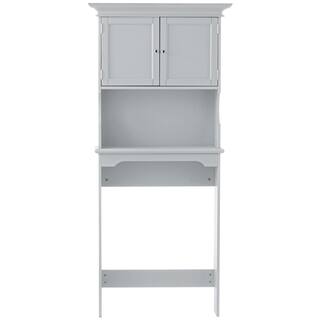 Home Decorators Collection Hampton Harbor 30 in. W x 66.5 in. H x 10.5 in. D Gray Over-the-Toilet Storage BF-21015-DG