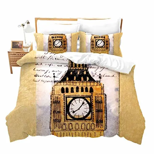 Duvet Cover Set Soft London Themed Comforter Cover Set 3 Pieces