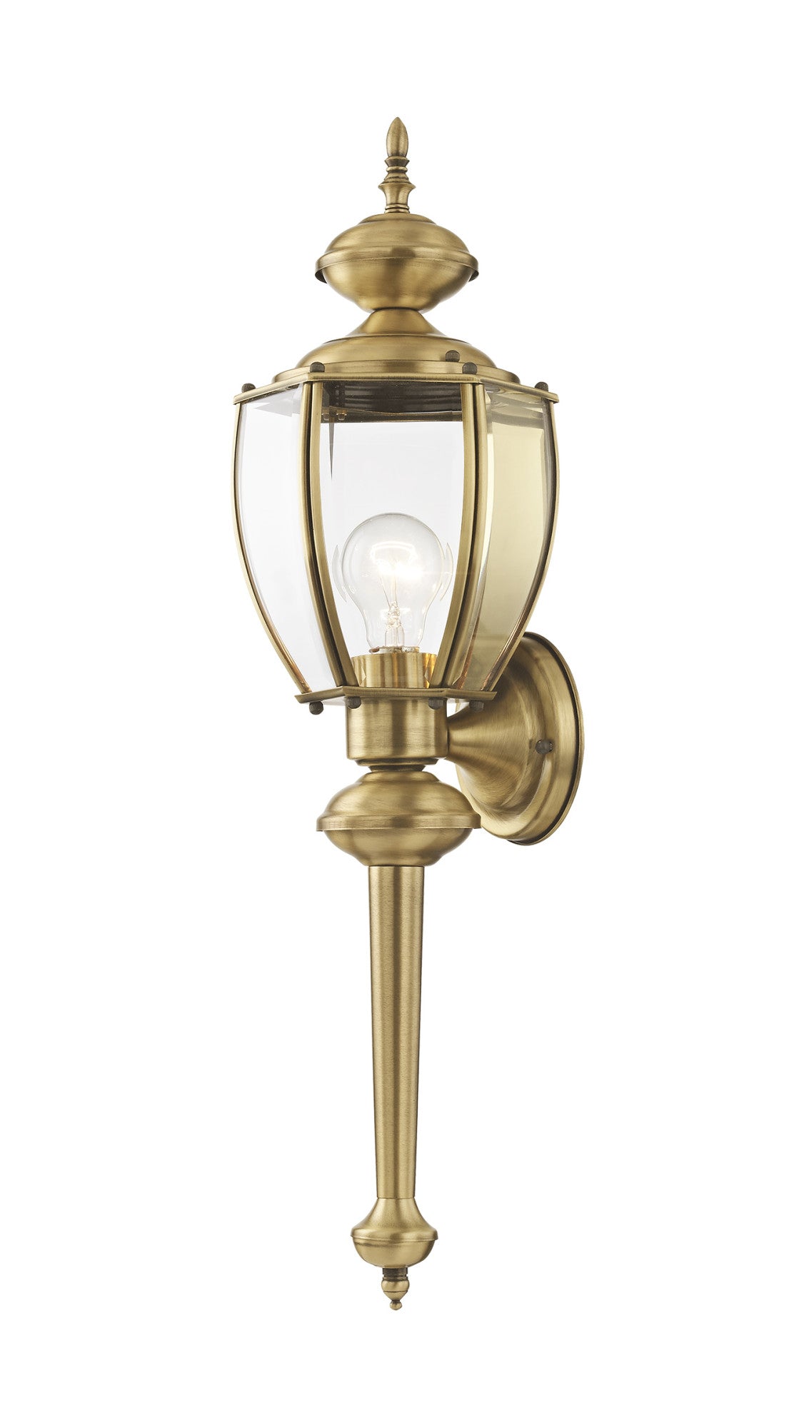 Livex Outdoor Basics 2112-02 Outdoor Wall Lantern - Polished Brass - 7W in.