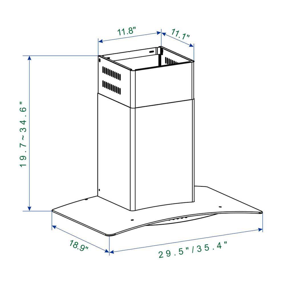 Winflo 36 in 475 CFM Convertible Stainless SteelGlass Wall Mount Range Hood with Mesh Filter and Touch Sensor Control