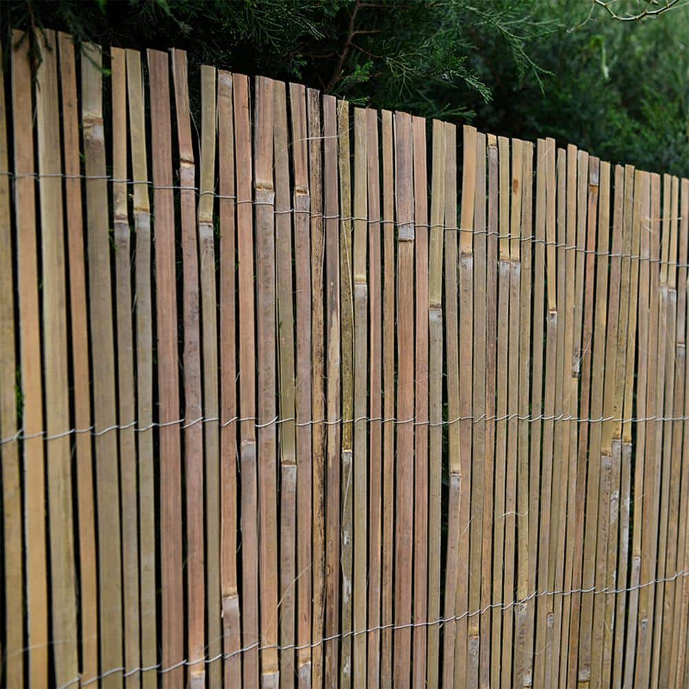 Backyard X-Scapes 4 ft. H x 6 ft. L Natural Raw Split Bamboo Slat Fence (2-Pack) 20-BSN4X6PK2