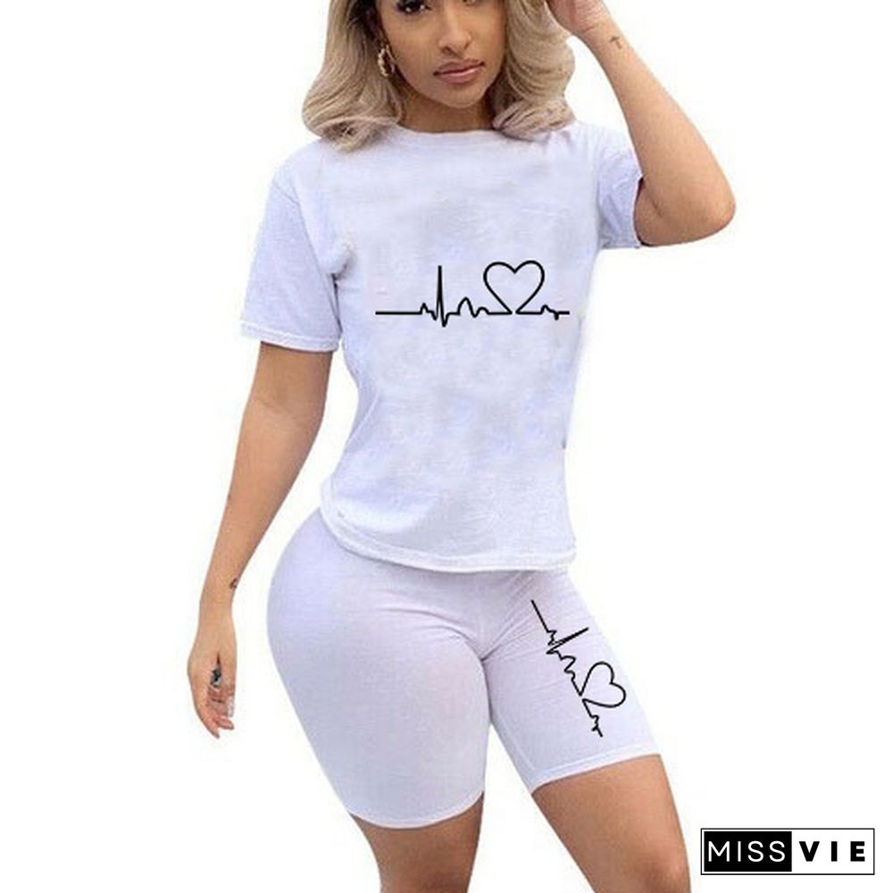 Summer Women Two Piece Set Sportswear T-Shirts And Shorts Ladies Casual O-Neck Pullover Short Sleeve T-Shirt Casual Tracksuit