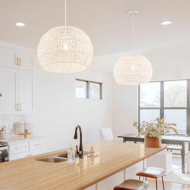 Tangkula Paper Pendant Light Fixture Round Hanging Ceiling Light With Adjustable Hanging Rope 17 5 Decorative Chandelier