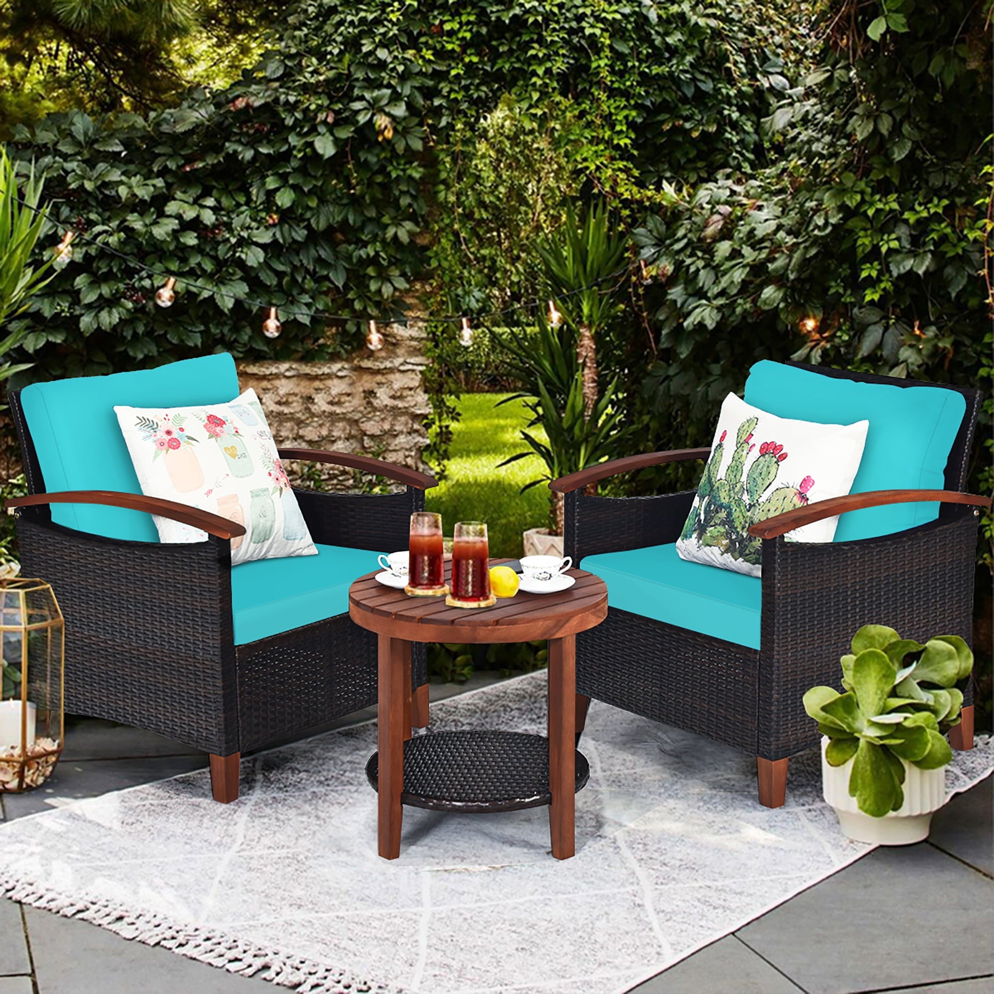 3 Piece Patio Rattan Furniture Set - Modern Furniture - Overstock - 37511920