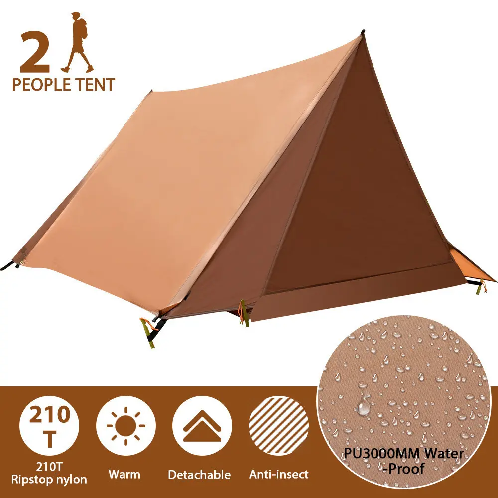 2 Layer 2 Person Camping Tent with Porch Portable Lightweight Waterproof Tent Shelter for Outdoor Camping Hiking Travel