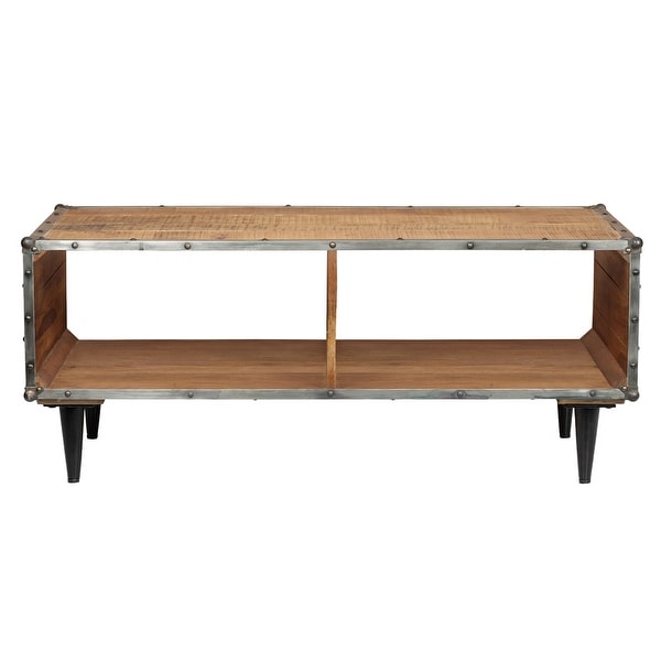 ExBrite Solid Wood Coffee Table ，Rustic Oak 24'' W X 46'' H X 19''