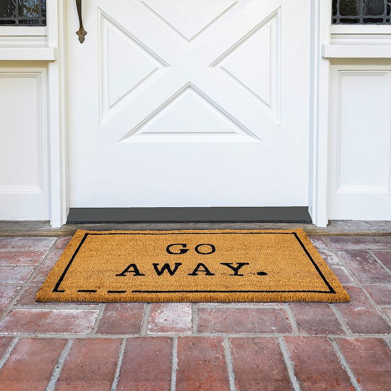 Go Away Doormat， Funny Front Door Welcome Mat for Porch or Patio， Natural Coco Coir (17 x 30 In)