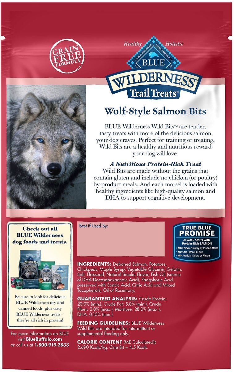 Blue Buffalo Wilderness Trail Treats Salmon Wild Bits Grain-Free Training Dog Treats