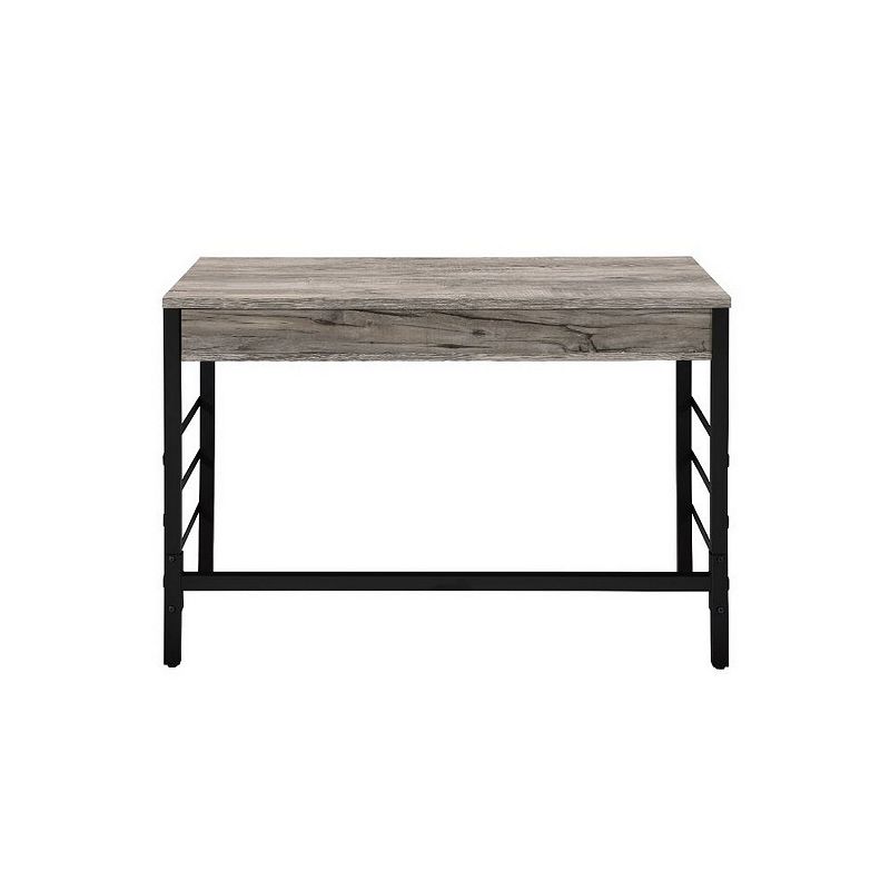 Built-in USB Port Writing Desk， Light Weathered Oak and Black