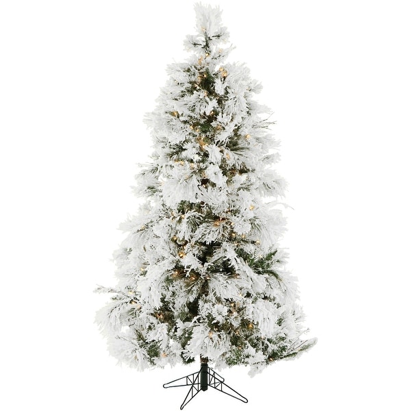 Fraser Hill Farm 12foot Flocked Snowy Pine Christmas Tree with Smart String Lighting