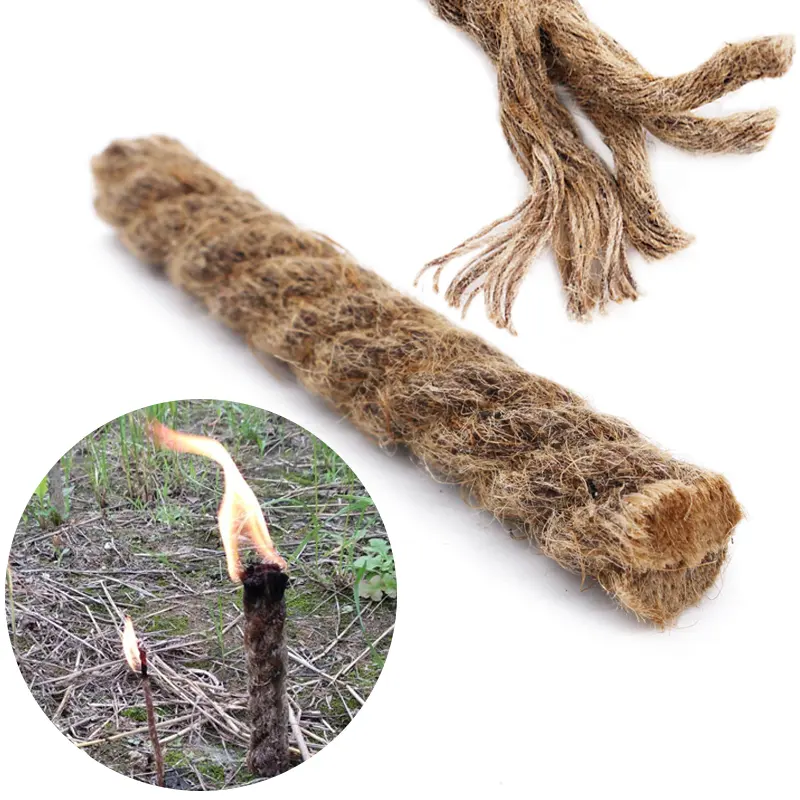 20*200 mm Paper Tube Ignition Hemp Rope Firelighter for Outdoor Camping Hiking Survival Tinder Rope