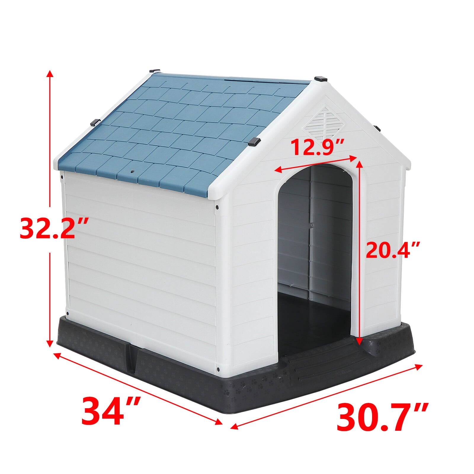 ZENY Large Dog House Indoor Outdoor Plastic Pet House Waterproof Kennel， White