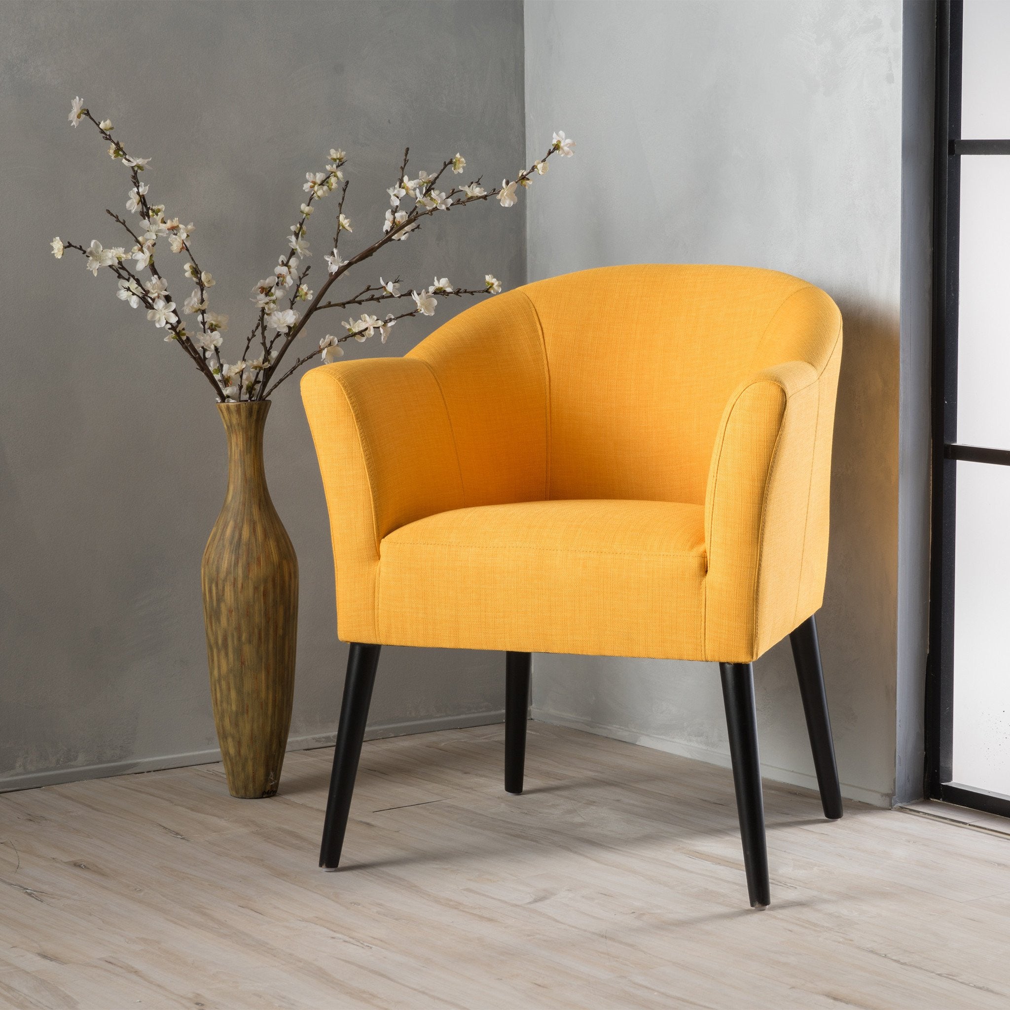 Charmaine Mid-Century Modern Low Back Fabric Accent Chair with Tapered Legs