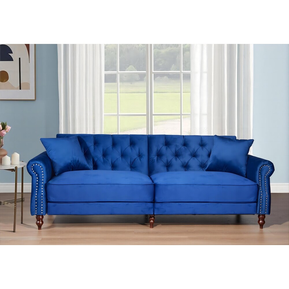 87.8'' Convertible Velvet Sofa Bed Sleeper Futon