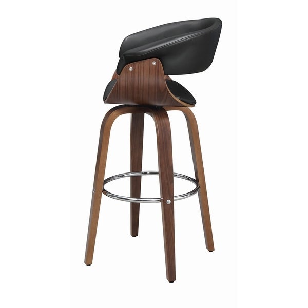 Leatherette Wooden Swivel Bar Stool with Spider Legs， Brown and Black