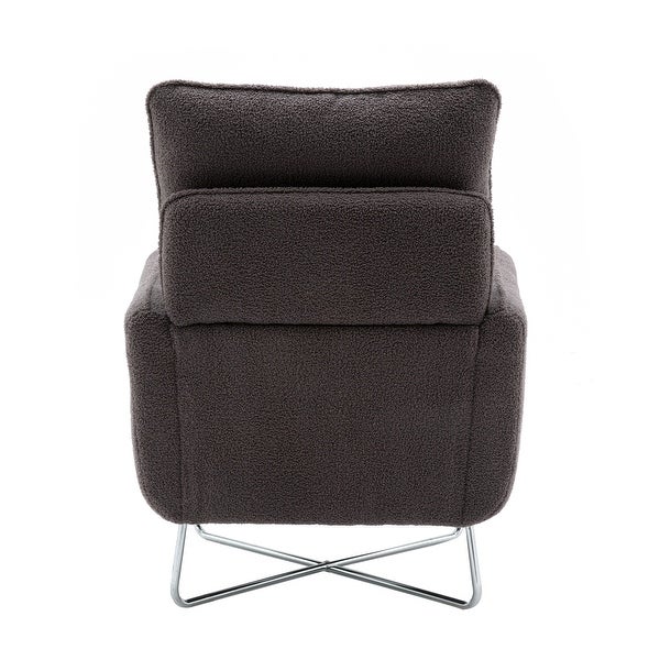 Modern Comfy Leisure Accent Chair， Teddy Short Plush Particle Velvet Armchair with Lumbar Pillow for Living Room， Office