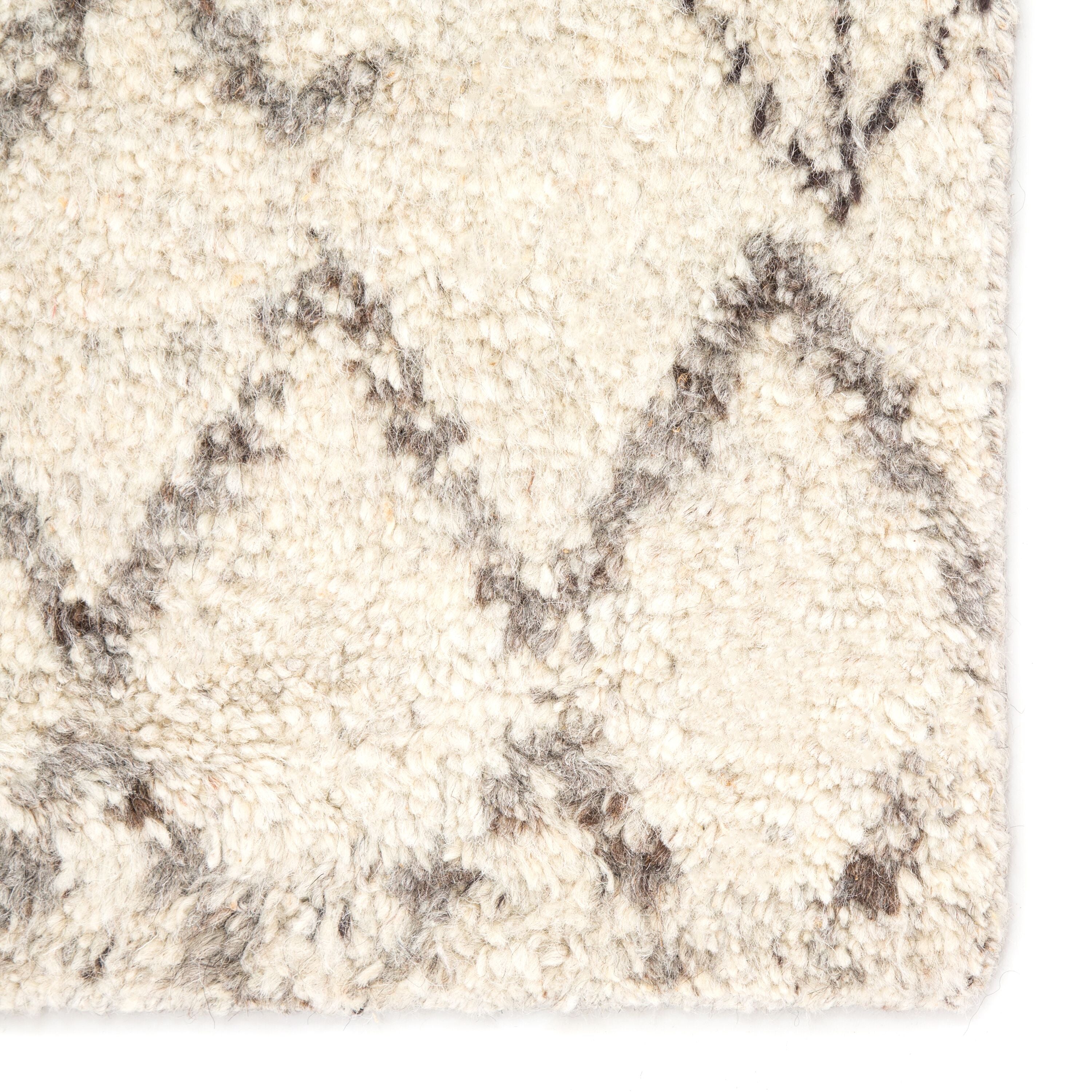 Zola Hand-Knotted Geometric Ivory & Brown Area Rug