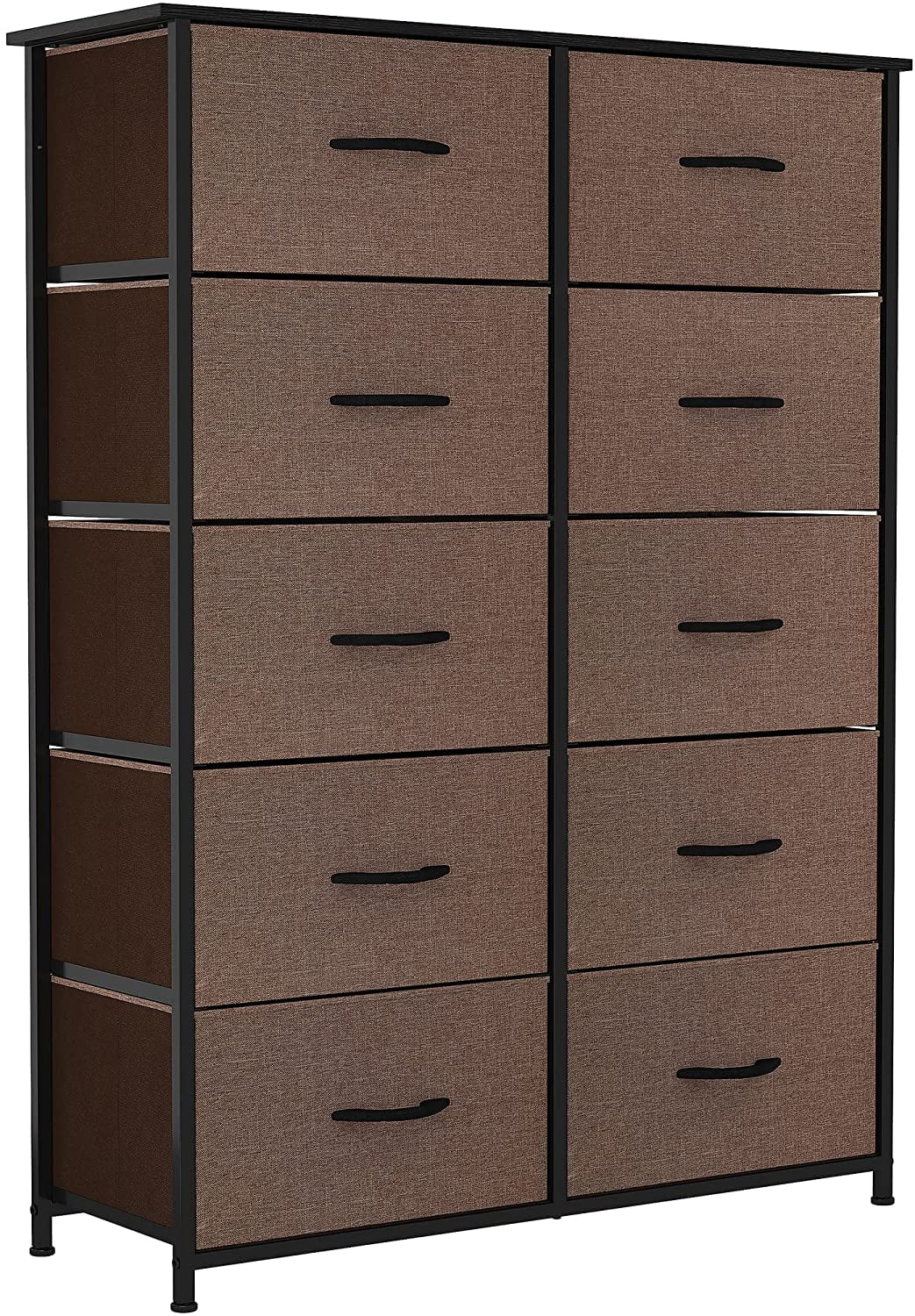 YITAHOME 10 Drawers Dresser Fabric Storage Tower Cabinet Bin Storage Organizer for Closets Bedrooms Kids Room, Brown