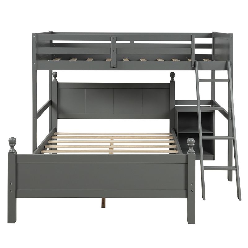 Merax Twin Over Full Loft Bed With Cabinet