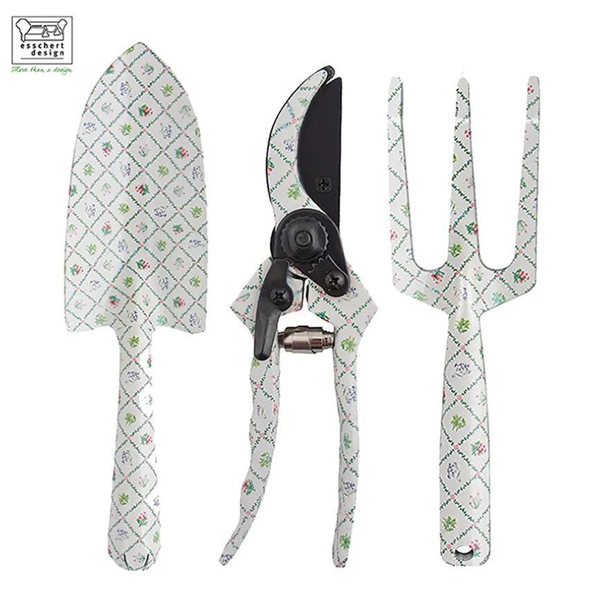 Esschert Design 3in1 Rose Printed garden hand tools with gift set