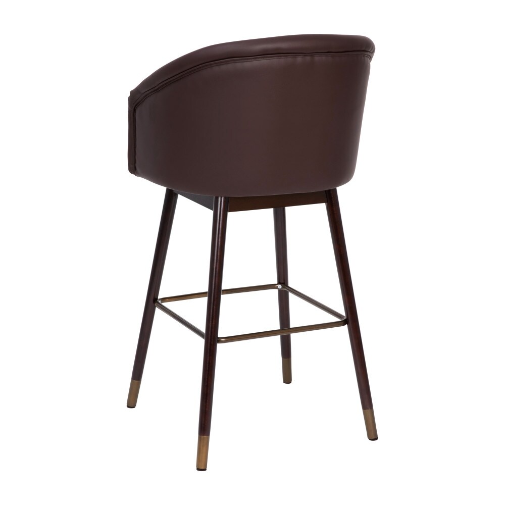 Upholstered Bar Stool with Wooden Legs