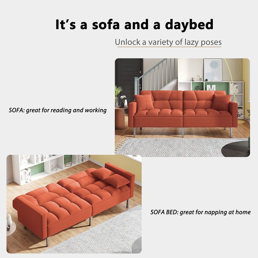 74.8'' Sofa Bed  Convertible Sleeper Couch with Pillows  Foldable Loveseat Furniture for Living Room