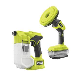 RYOBI ONE+ 18V Cordless Power Scrubber with Cordless Handheld Sprayer (Tools Only) P4510-PSP01B