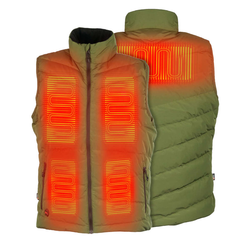 Mobile Warming 7.4V Crest Heated Down Vest Mens Green 3X ;