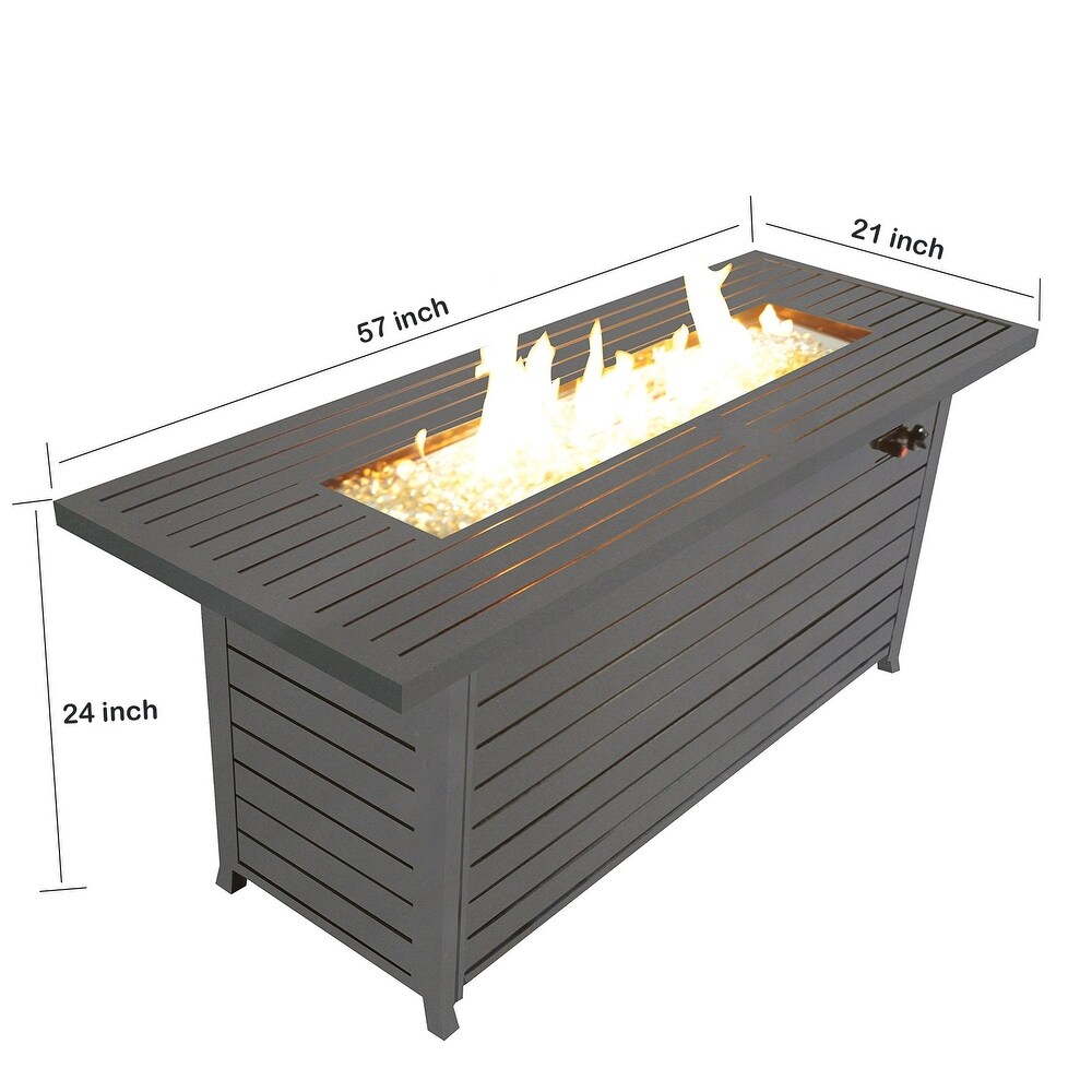 Rectangular Steel Outdoor Fire Pit Table with Control Panels