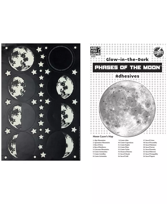 Areyougame Glow-in-The-Dark Phases of The Moon Adhesives