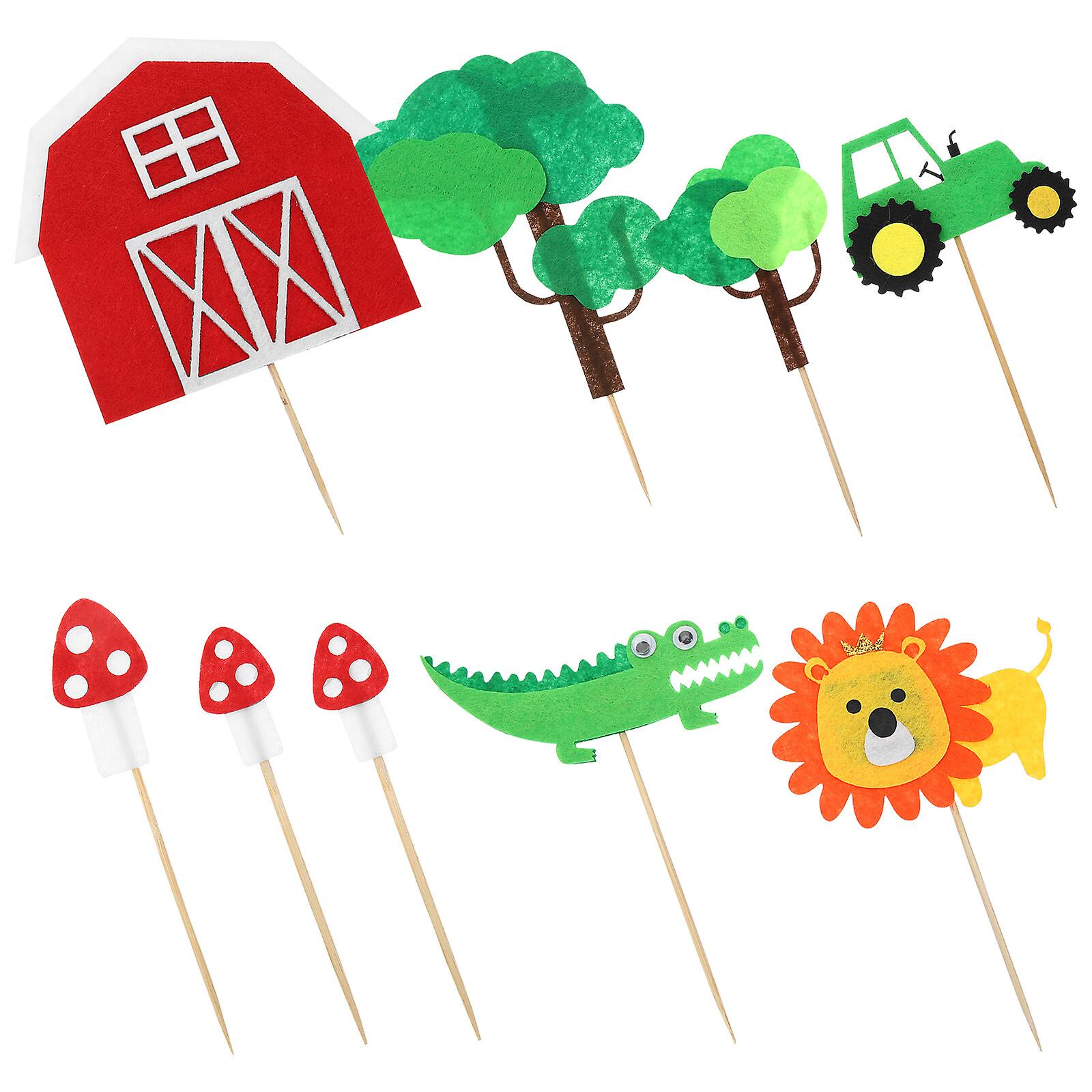 1 Set Of Farm Themed Cake Decorations Cupcake Toppers Decorative Cake Decors Animal Dessert Picks