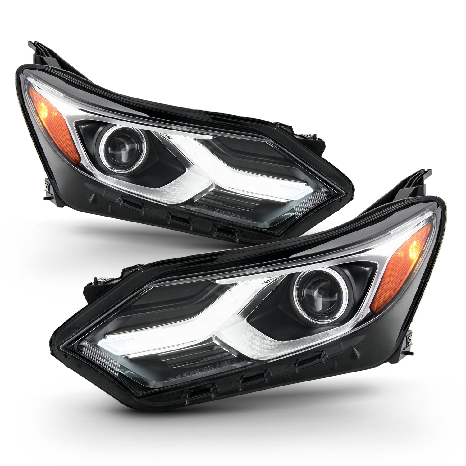 For 2018-2021 Chevy Equinox [Halogen Type] LED Tube DRL Chrome Headlights Pair