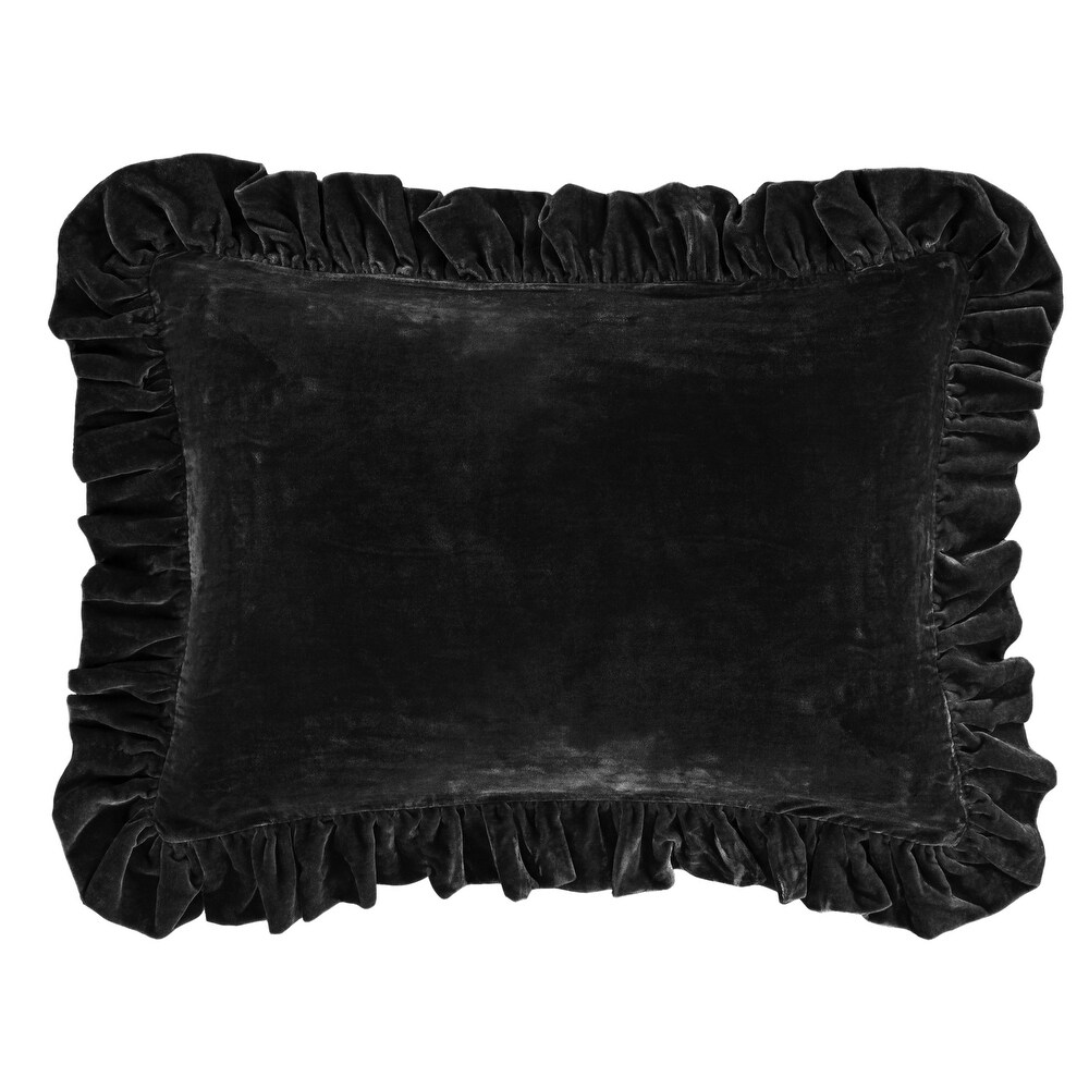 HiEnd Accents Stella Faux Silk Velvet Ruffled Dutch Euro Pillow  27\