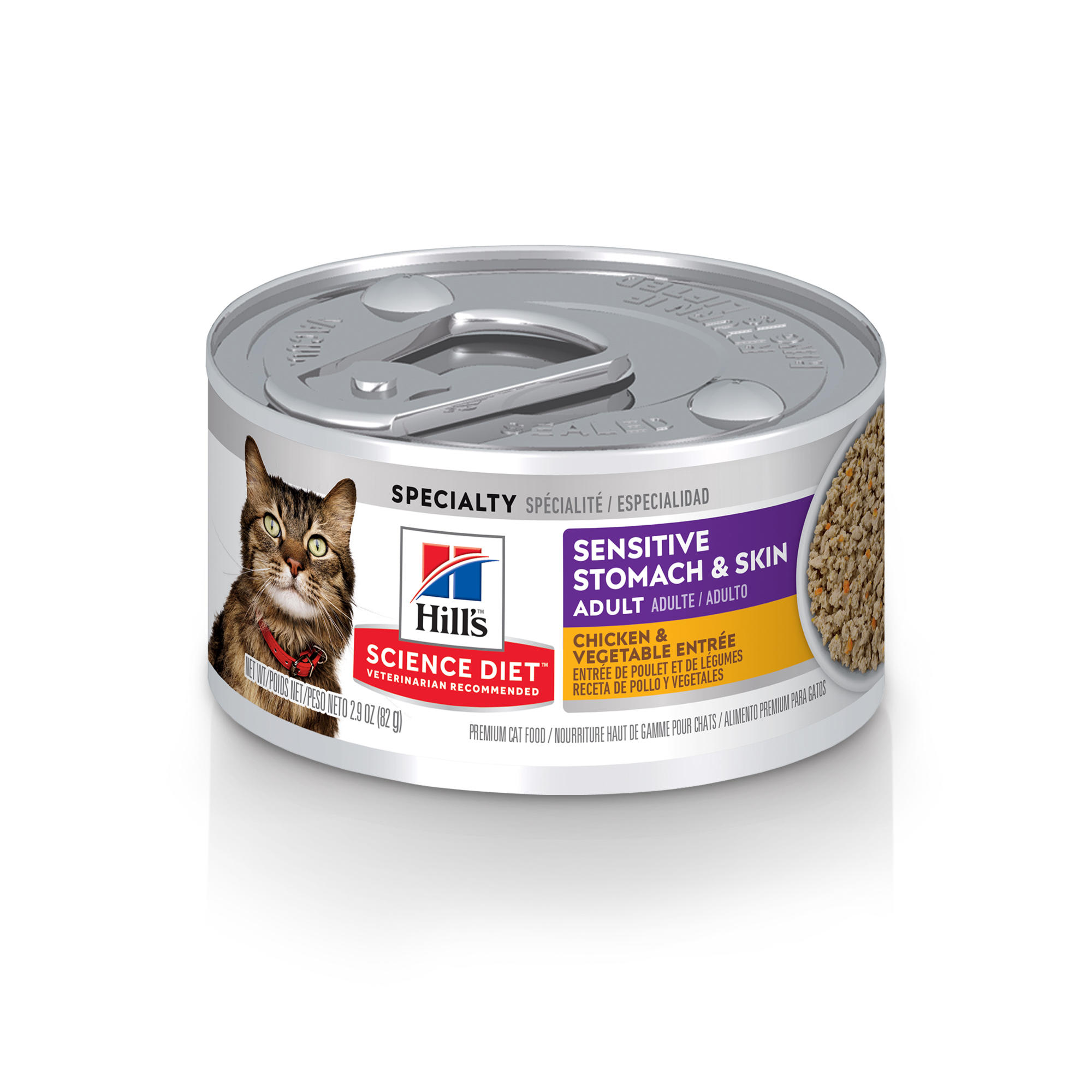 Hills Science Diet Sensitive Stomach  Skin Chicken  Vegetable Entree Canned Cat Food， 2.9 oz.， Case of 24