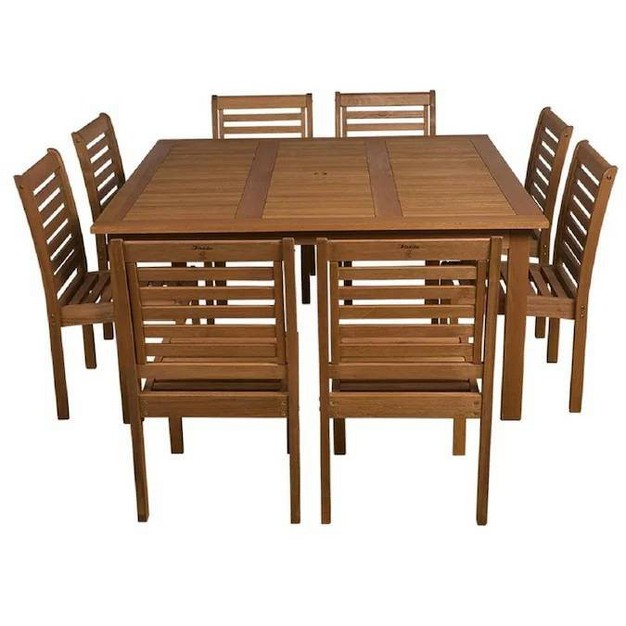 9pc Eucalyptus Wood Patio Dining Set International Home Miami