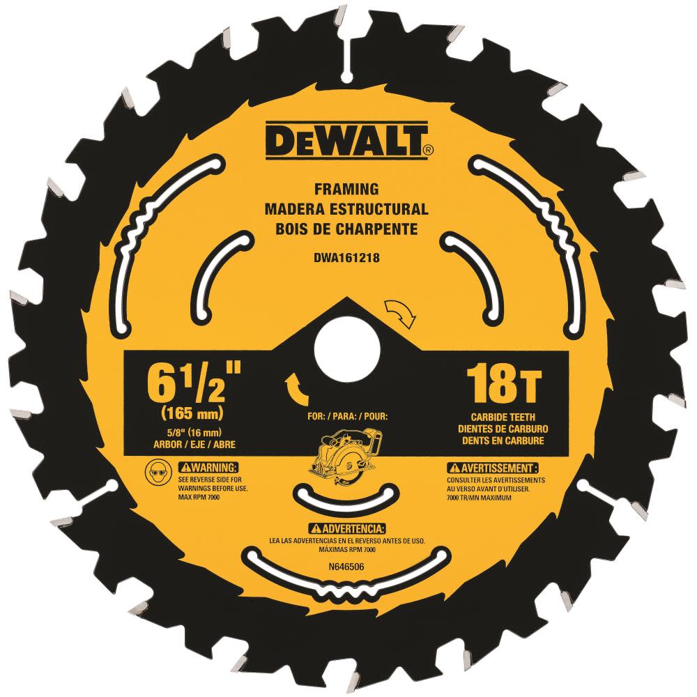 DEWALT 6-1/2 In. 18T Circular Saw Blade 1 DWA161218 from DEWALT