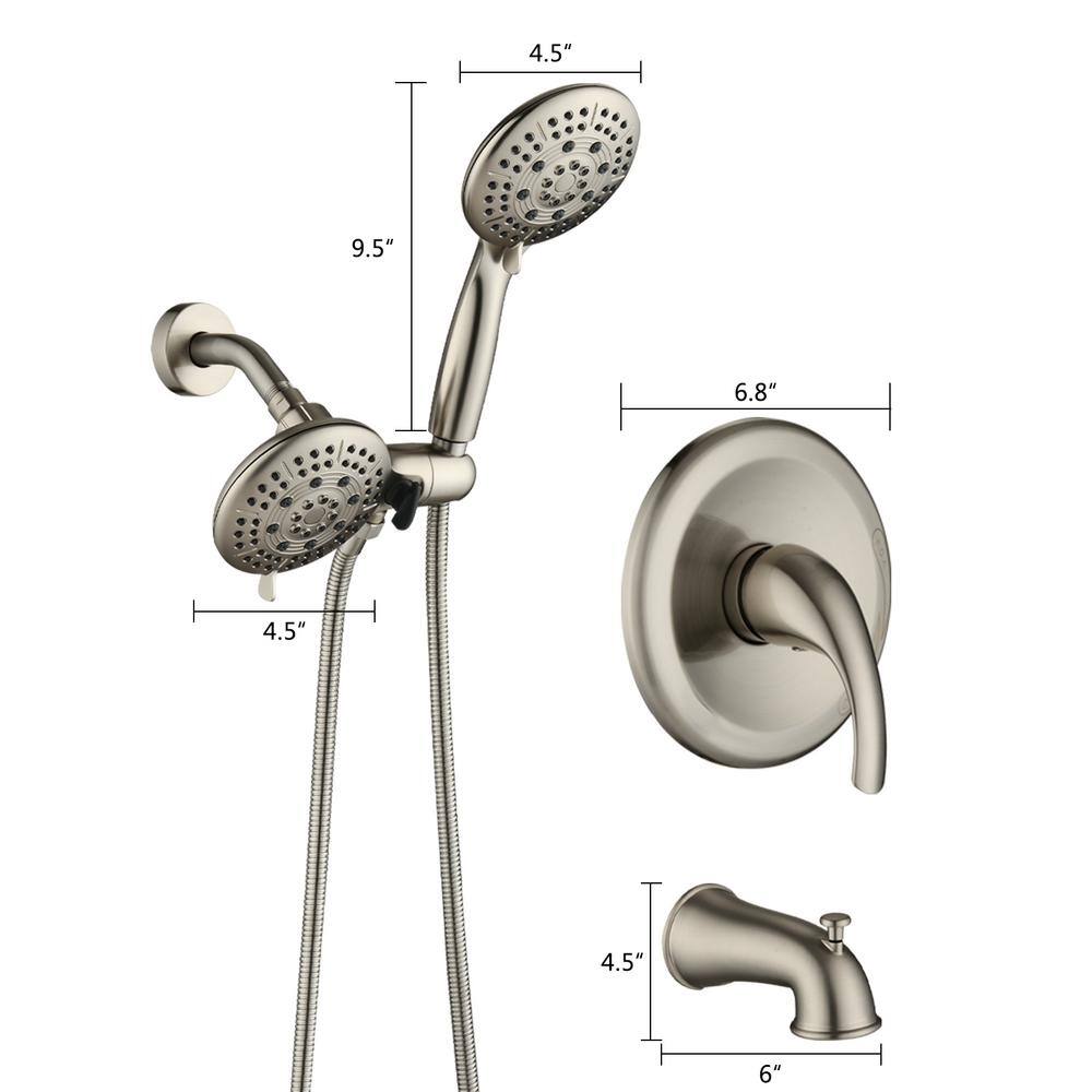 FORCLOVER Single-Handle 3-Spray Patterns Round 5 in. Detachable Shower Head Shower Faucet in Brushed Nickel MONMKE15BN