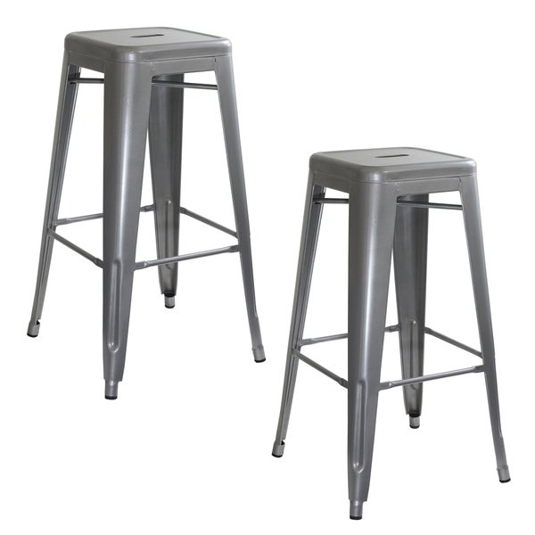 Carbon Loft Scodellaro Silver Metal Bar Stool (Set of 2)