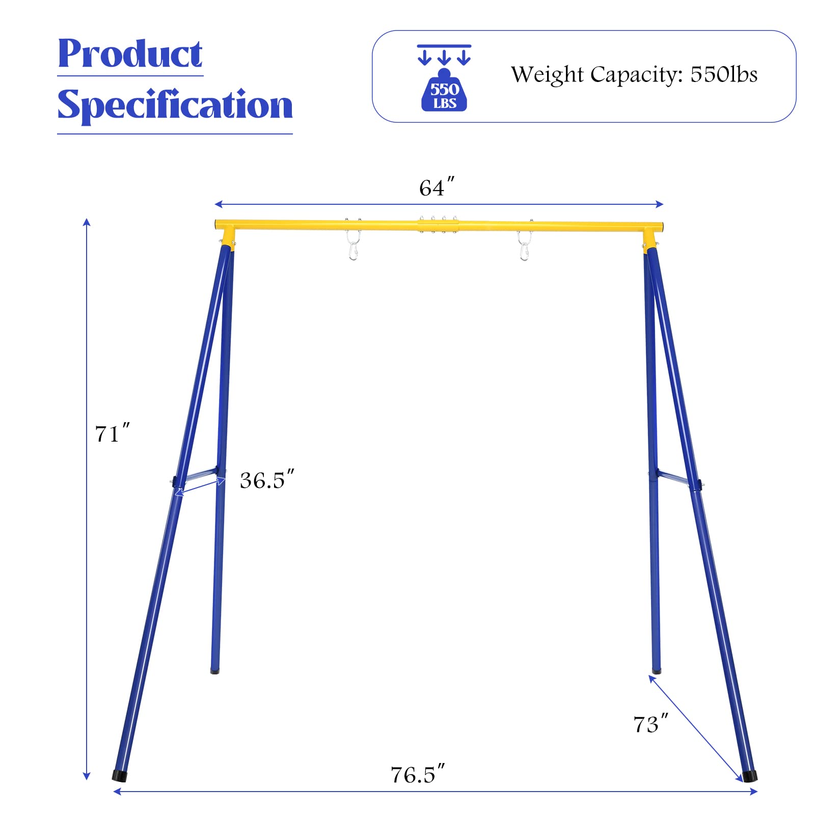 550lbs Swing Frame Stand with 60'' Platform Swing (Swing Frame with Platform Swing)