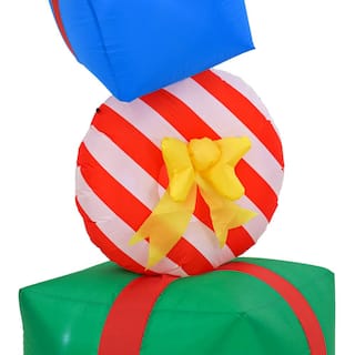  6 ft. First Traditions - Green Inflatable Blow Up Giftbox Combination with 3 Warm White LED Lights FRT100-AX112301