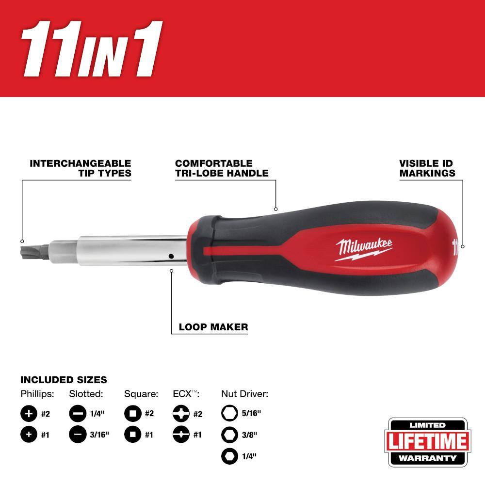 MW 11-in-1 Multi-Tip Screwdriver with ECX Driver Bits 48-22-2760