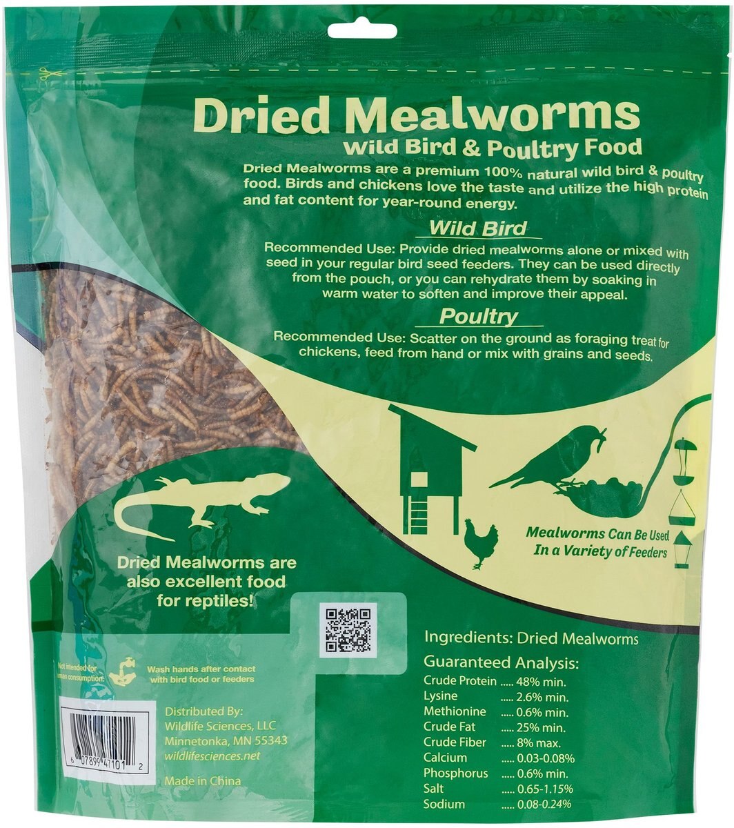 Wildlife Sciences Dried Mealworms， 21-oz bag