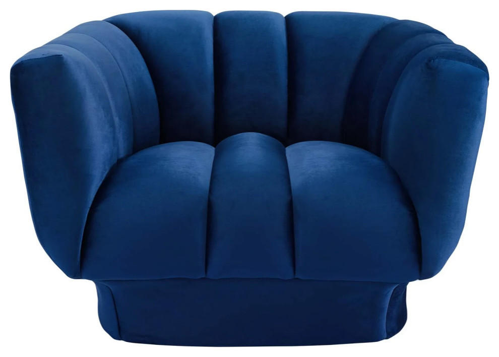 Jude Navy Vertical Channel Tufted Performance Velvet Armchair   Contemporary   Armchairs And Accent Chairs   by V.S.D Furniture  Houzz