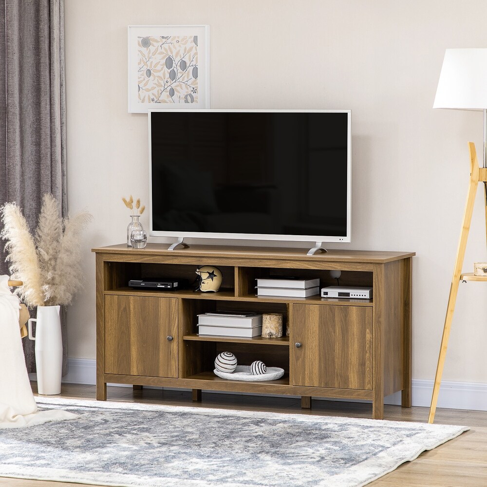 HOMCOM 65 Inch TV Stand with Storage  Media Cabinet TV Entertainment Center with Wooden Shelves and Doors for Living Room