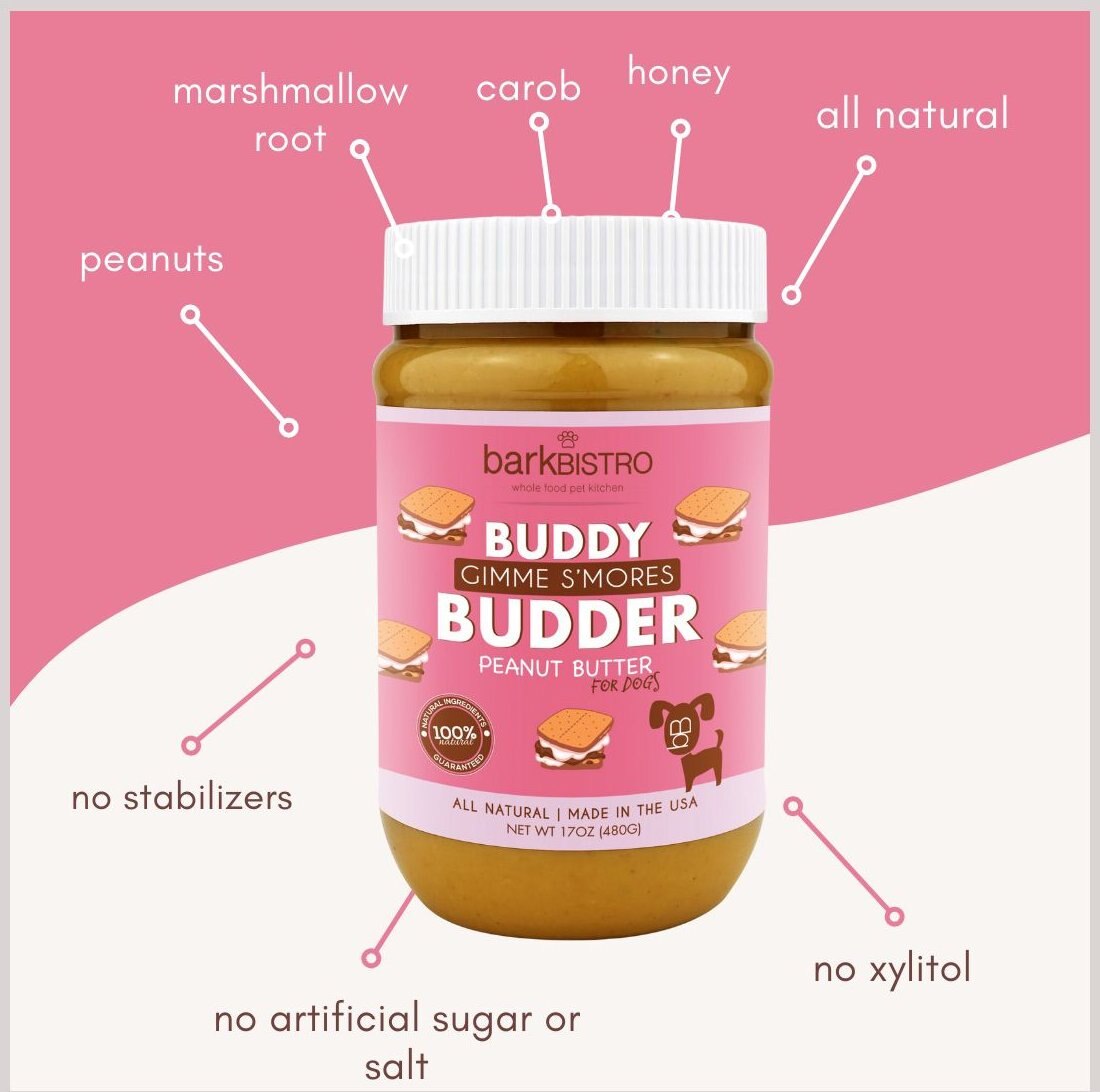 Bark Bistro Company Gimme S’more Buddy Budder Dog Treat， 17-oz jar