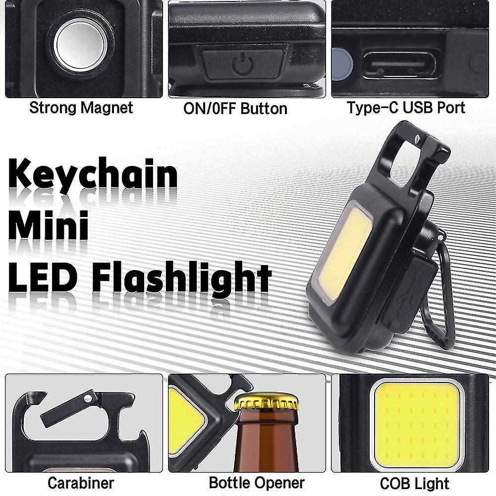 Led Small Flashlight，1000lumens Bright Rechargeable Cob Keychain Flashlights，4 Light Modes Portable