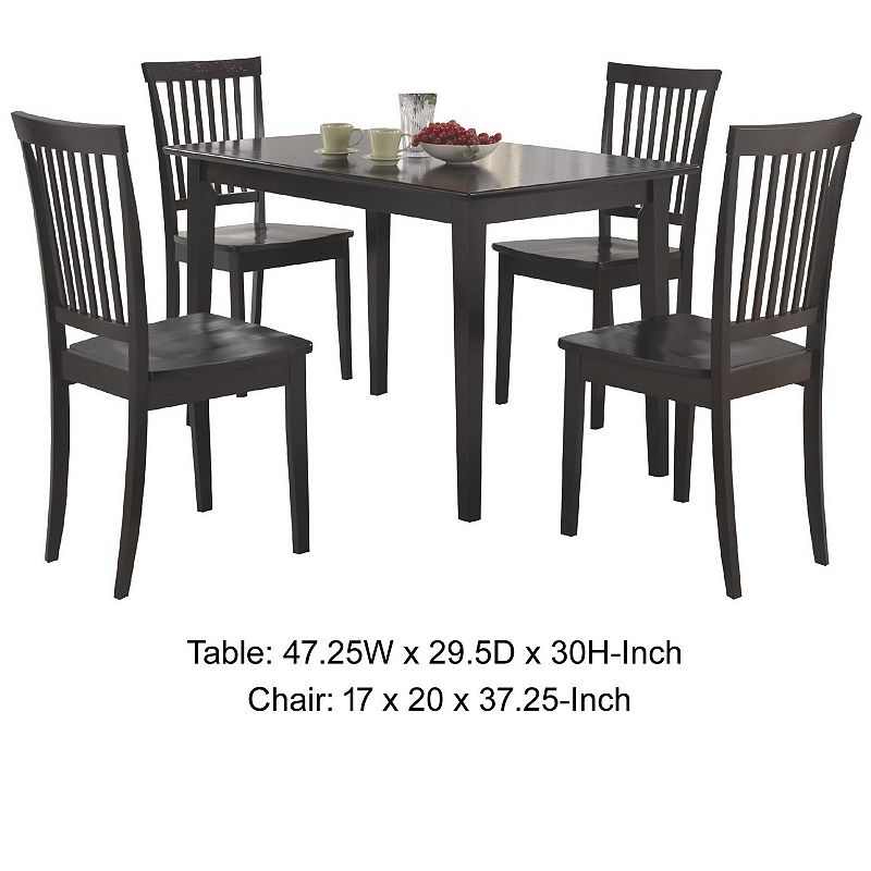 Sophisticated And Sturdy 5 Piece Wooden Dining Set， Brown