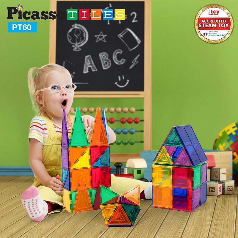 60pc Magnetic Building Block Tile Set