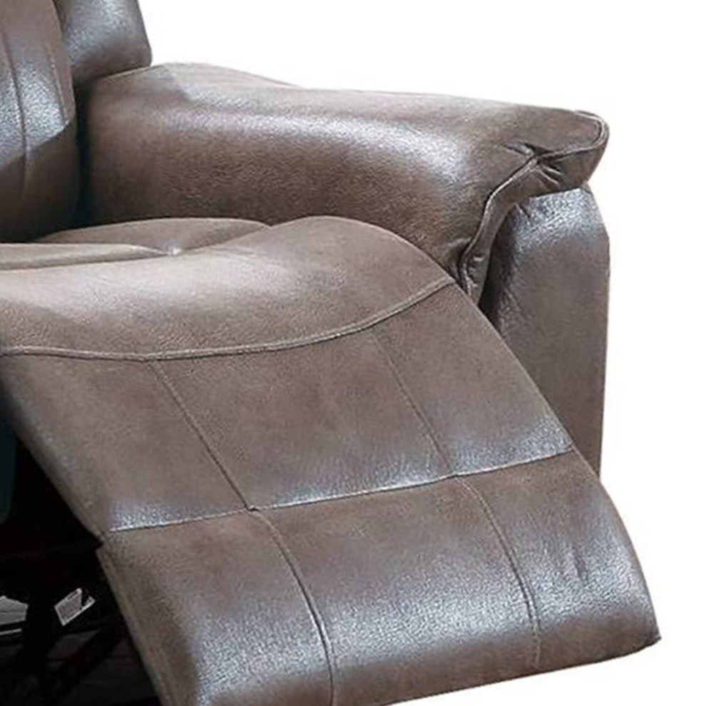 Oya 40 Inch Power Recliner Chair Pull Tab Mechanism Rich Brown Leather   Contemporary   Recliner Chairs   by Dot  ampBo  Houzz